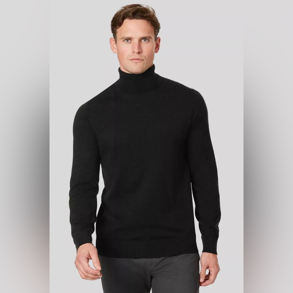 Charles Tyrwhitt Black Pure Merino Roll Neck Jumper
